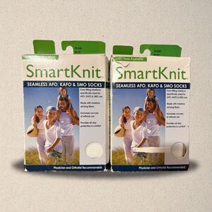 SmartKnit Seamless AFO KAFO & SMO TOE Socks Adult Reg White 3.5 x 20 Lot of 2